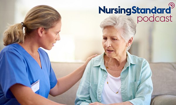 Photo of nurse listening to patient, illustrating a story about pain management