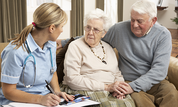 Couple talk to a nurse