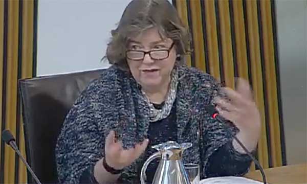 Dementia nursing expert June Andrews gives evidence to the Scottish Government’s audit committee in Edinburgh on 5 March