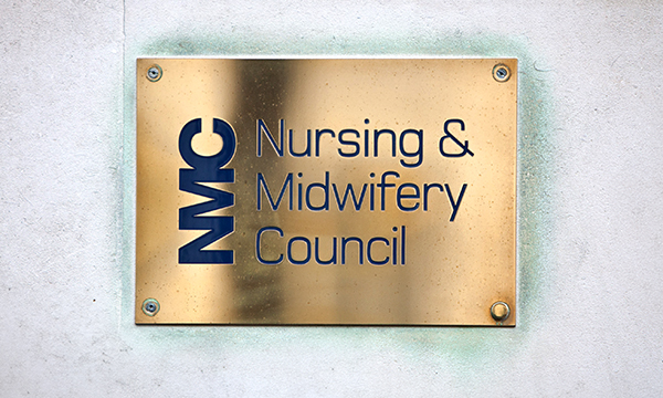 Photo of NMC plaque, illustrating a story about a fitness to practice panel hearing in which a mental health nurse was struck off for lack of safeguarding of a vulnerable patient