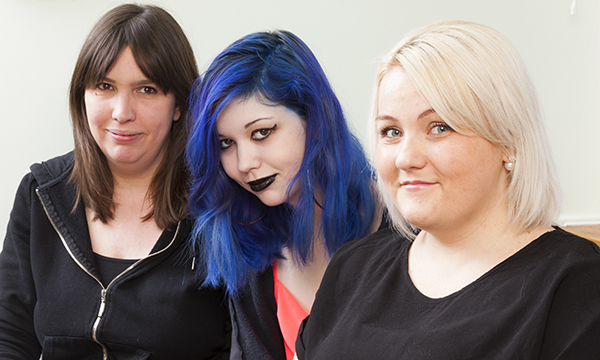 Nurse Sarah Duffy (right) with Jade Long and her mum