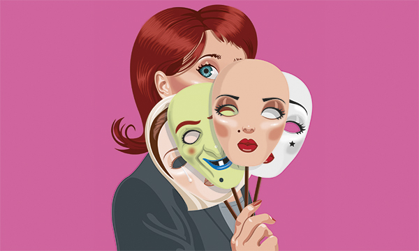 Woman with masks