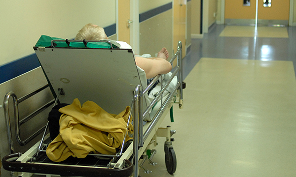 Bed trolley in corridor