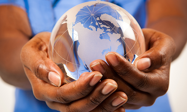 Nurse with globe