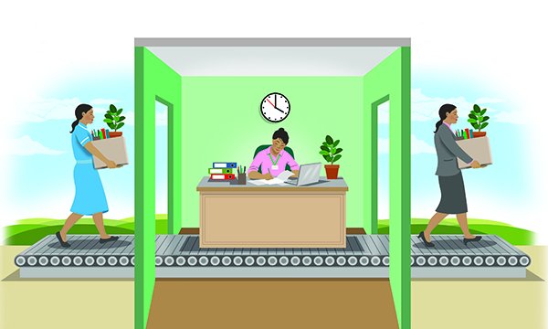 Illustration highlighting the 'conveyor belt' of directors of nursing in the UK
