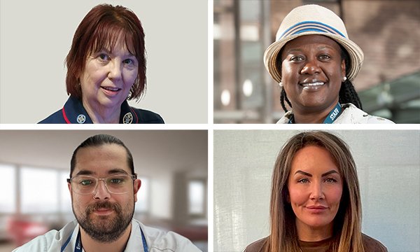 Clockwise from top left: Queen’s Nurse Wendy Bradford, Equality 4 Black Nurses founder Neomi Bennett, clinical nurse educator Kirstie Harrison, and newly qualified nurse Alex Knight