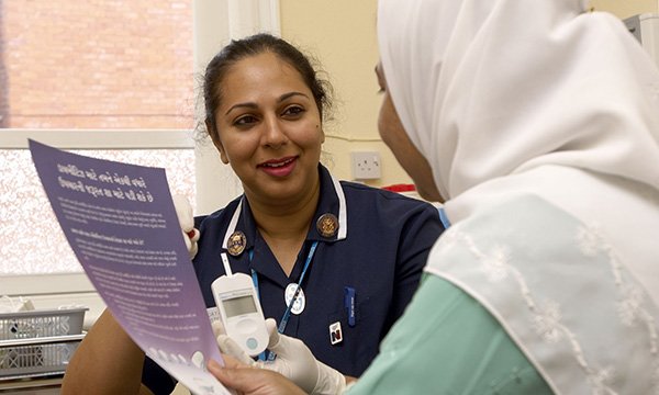Public health nursing: practice nurse improves patient access to health information by offering woman a leaflet written in her mother tongue