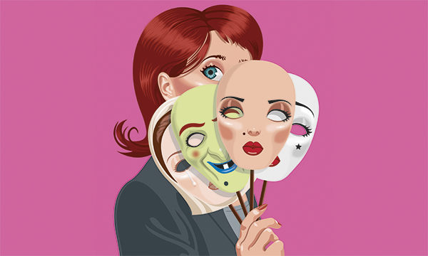 Woman with masks