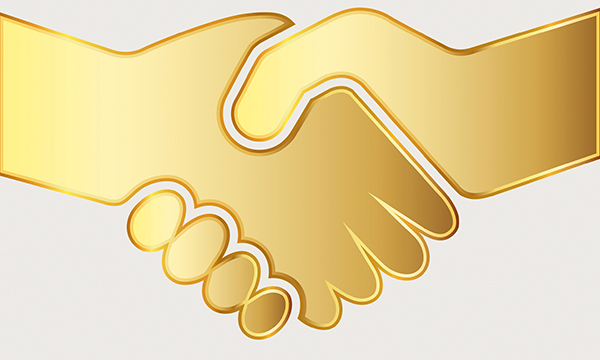 Illustration of a golden handshake, denoting the cash nurses are being offered to take up posts in hard-to-fill areas
