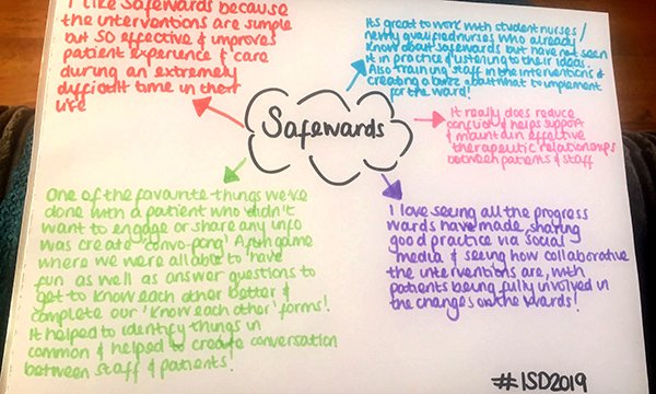 Picture shows notes on Safewards interventions