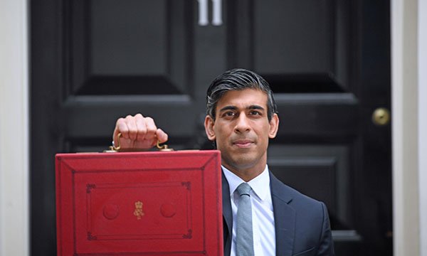 chancellor Rishi Sunak outside 11 Downing Street before heading to Commons to deliver budget speech 