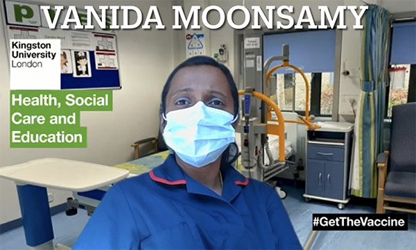 Vanida Moonsamy is one of the nurses in the Kingston University video urging people from minority ethnic backgrounds to ‘protect your patients’ and get the COVID-19 vaccine when offered