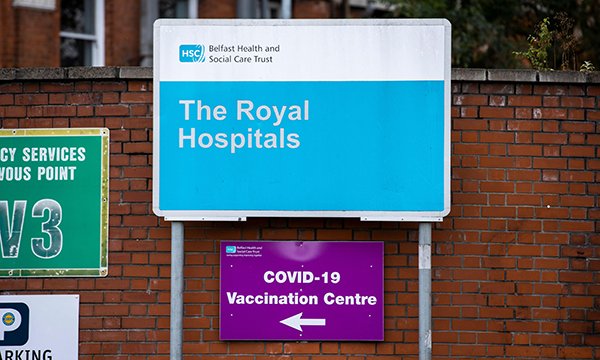 Hospital sign for hospital in Belfast run by Belfast Health and Social Care Trust