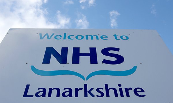 Signage for NHS Lanarkshire, one of the boards whered military nurses will deploy
