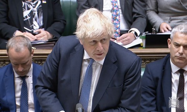 Prime Minister Boris Johnson speaking in the House of Commons today 