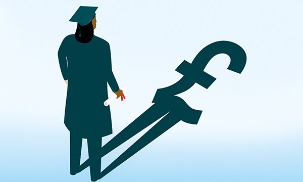 Illustration of student in shadow of debt