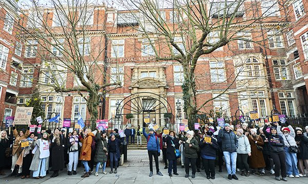 A picket line at the Royal Marsden Hospital in London