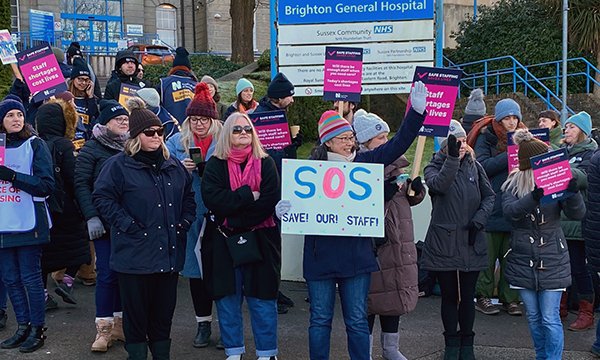 Strikers outside Brighton General Hospital