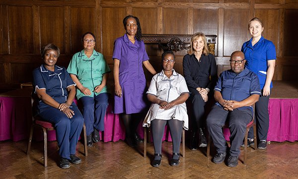 Some nurses who took part in the special Antiques Roadshow, along with presenter Fiona Bruce
