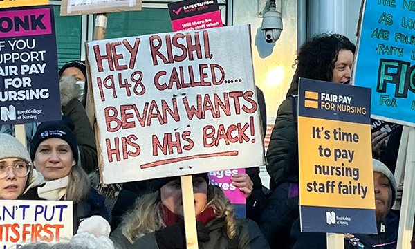 Nurses picketing outside University College London Hospitals in January