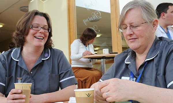 Photo of nurses on a break, which some survey respondents said was more needed than a four-day week