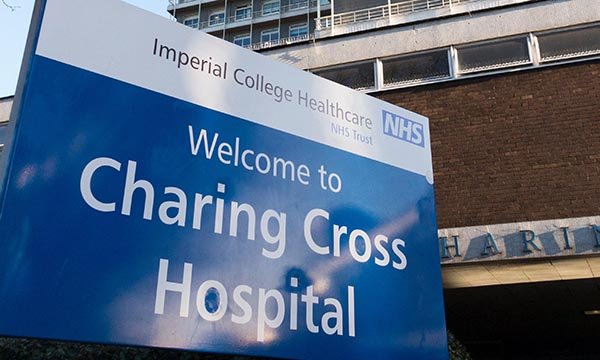 Sign for Charing Cross Hospital in London, one of the hospitals run by the Imperial trust