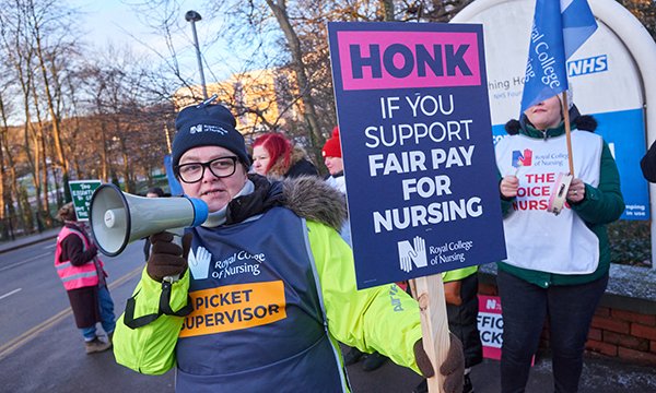 Strikers at Northern General Hospital in Sheffield