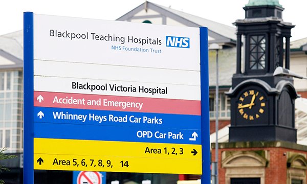 Sign for Blackpool Teaching Hospitals NHS Foundation Trust, which posted contentious job ad for nurses to join medical rotation