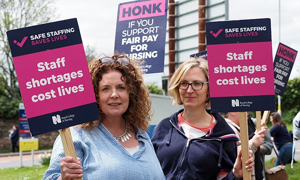Nurses on the picket line at Derriford Hospital in Plymouth in May