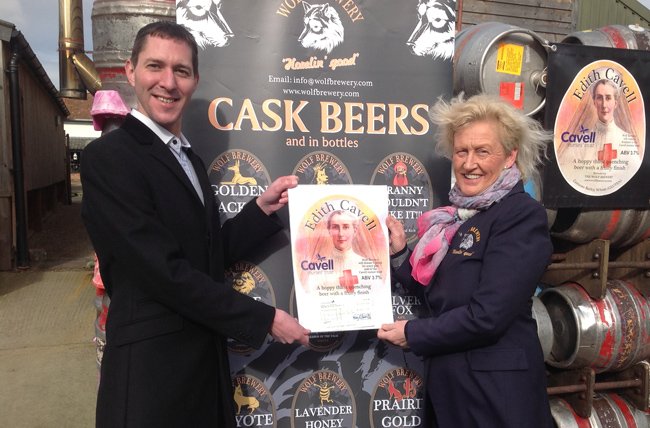 Steve Moralee from Cavell Nurses' Trust and Kay Edwards from Wolf Brewery