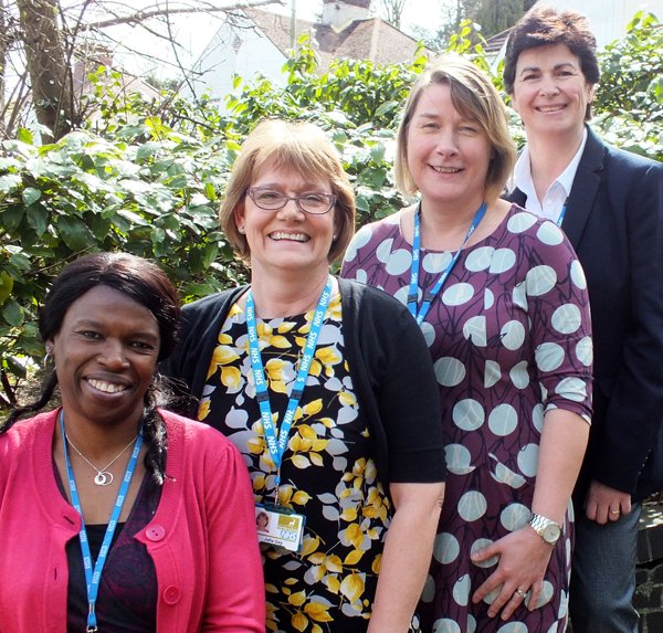 The new Macmillan Palliative/End of Life Care Education Project team at Hertfordshire Community NHS Trust. Front to back: Kemi Koleoso, Macmillan Clinical Education Project Lead, Julia Gay, Clinical Educator, Sarah Thompson, Clinical Educator and Lesley Sayliss, Clinical Educator for Allied Health Professionals