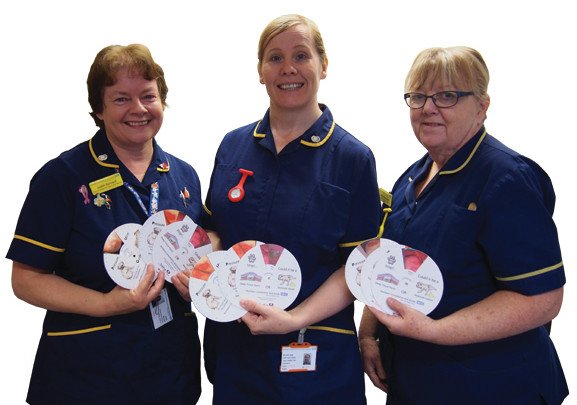 From left to right: tissue viability nurses Judith Barnard, Jackie Robinson, and Helen Blagg with the pressure ulcer grading wheel