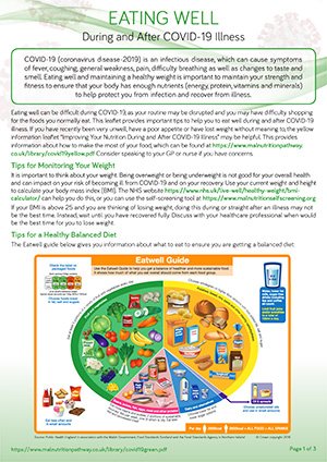 COVID-19 leaflet on nutrition