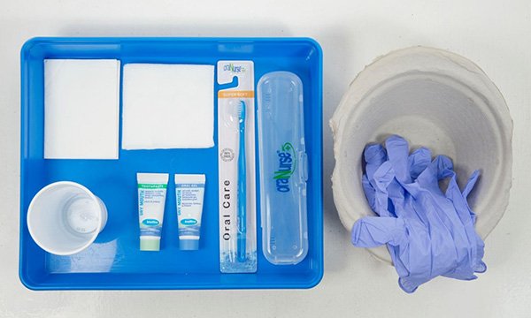 A typical oral health equipment tray
