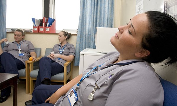 Picture shows nursing students taking a break