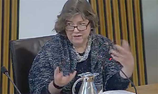 Dementia nursing expert June Andrews giving evidence to the Scottish Parliament's audit committee in Edinburgh