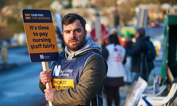 Matt Tacey on the picket line in Chesterfield