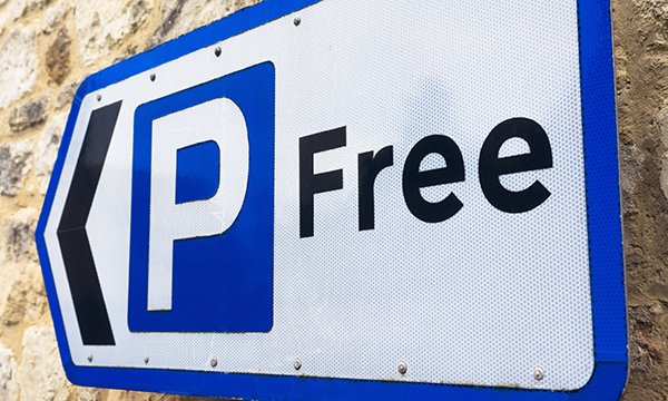 'free parking' sign