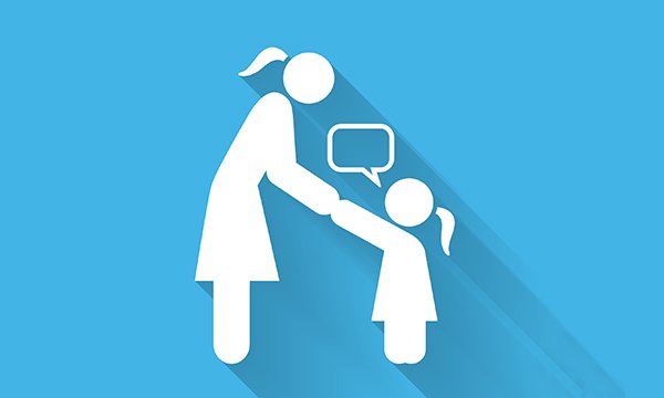 Picture shows abstract image of child talking to her mother. A study explored whether children experienced less long-term stress if they were informed about their medical condition and planned surgery