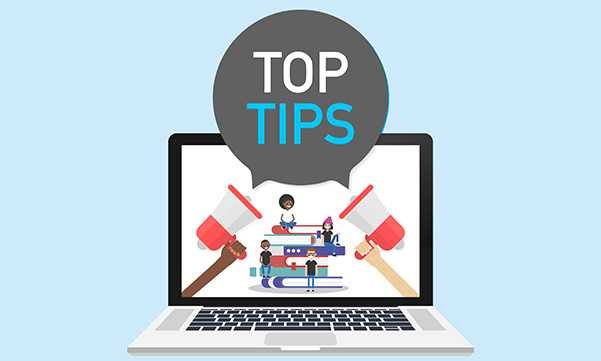 Illustration showing people of a computer screen and the words 'top tips'. Picture: iStock