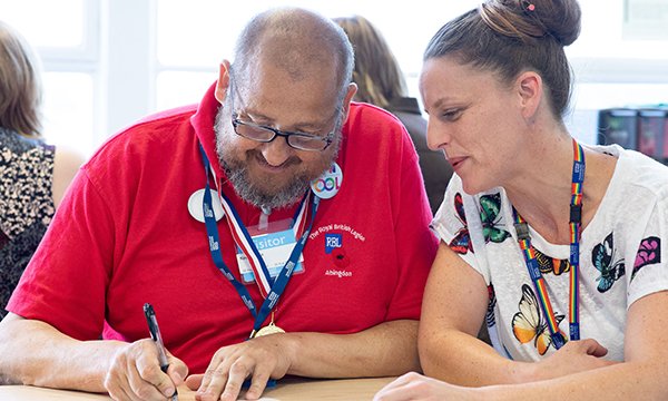 Abbie Rix (left), nursing associate trainee at Oxford Health NHS Foundation Trust, with patient experience group member Kevin Preen Picture: Barney Newman