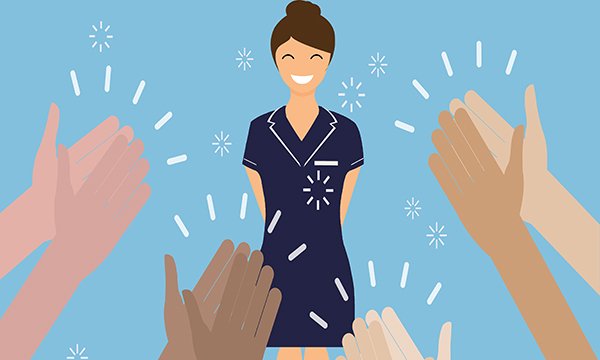 Illustration of general practice nurse being applauded for their work