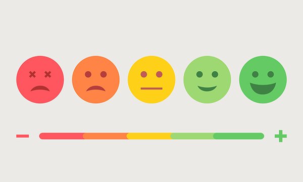Picture is vector image of emoji icons representing moods ranging from sad to happy. A review finds few NHS mental healthcare providers use inpatient feedback to improve services.