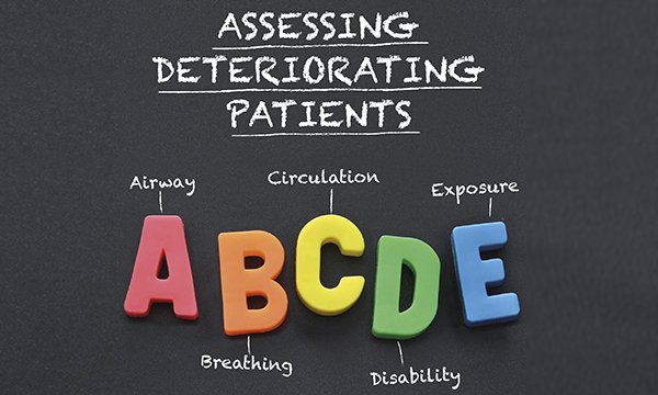 Illustration showing the five elements of the ABCDE approach to assessing deteriorating patients