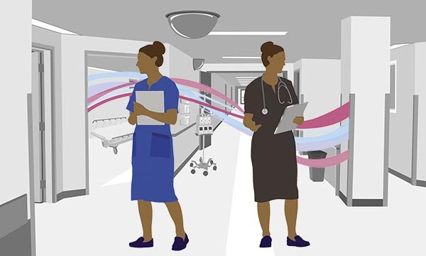 Illustration showing a nurse on one side and the same person as a doctor on the other side. Health and social care secretary Matt Hancock said that nurses will be able to train as doctors ‘more quickly’ now that the UK has left the EU