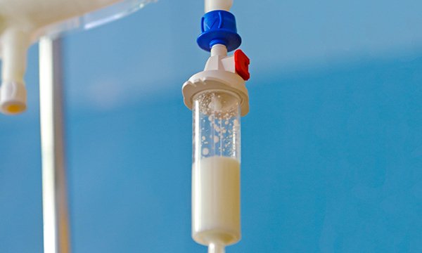 Picture of a Total Parenteral Nutrition fluids bag for feeding intravenously