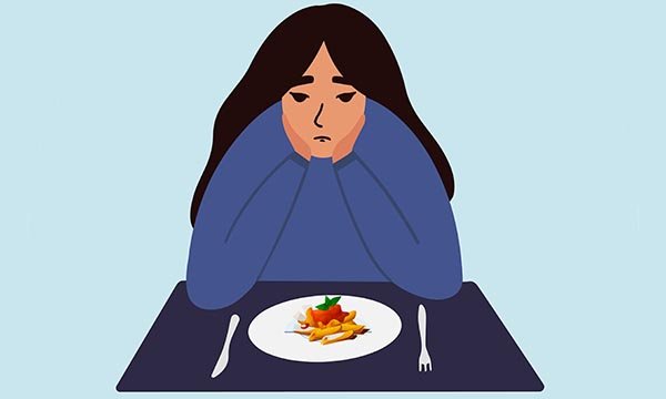Illustration of a woman with an eating disorder