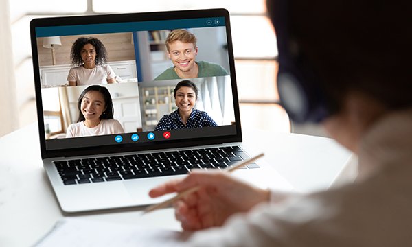 Picture of students on a video conference call. Students are getting involved in debates around the COVID-19 pandemic. Picture: iStock
