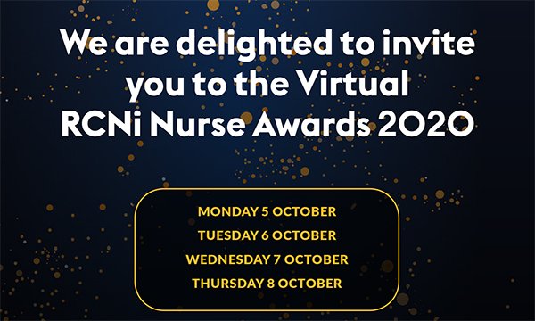 Picture shows an invitation to the RCNi Nurse Awards 2020