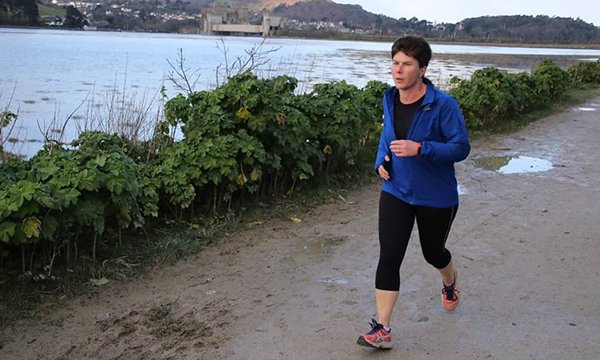 Picture shows specialist nurse Christine Plant jogging. She has created an online group to provide advice and support to others affected by cancer